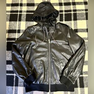 Marc by Marc Jacobs Hooded Black Leather Jacket